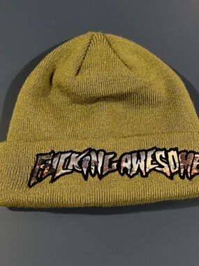 FA Olive Green Beanie with Embroidered "Fucking Awesome" Patch